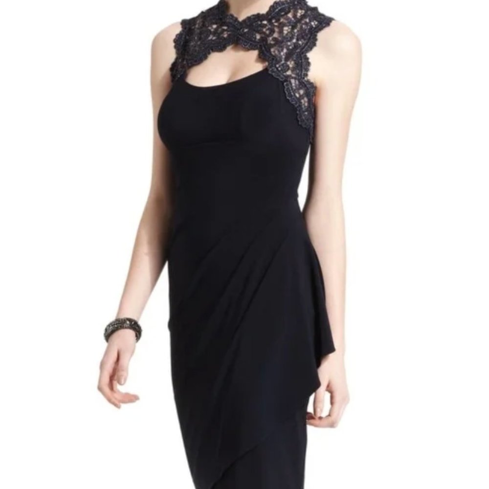 Xscape NEW black Cutout Metallic-Lace Dress 4